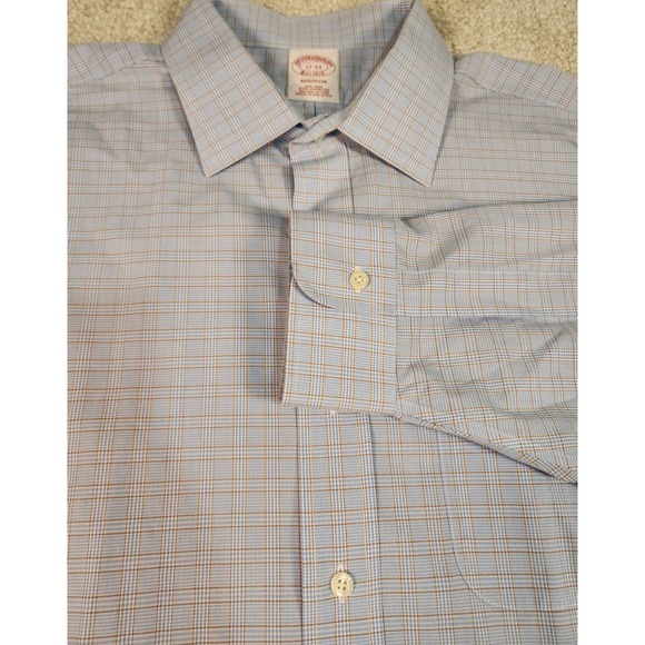 Brooks Brothers‎ Shirt Men's 16.5 Sleeve Sz 33 1818 Blue White Green Plaid - Picture 4 of 4